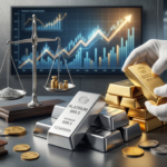 Platinbarren, Goldbarren und Finanzdiagramme für Investmentanalyse 2026.