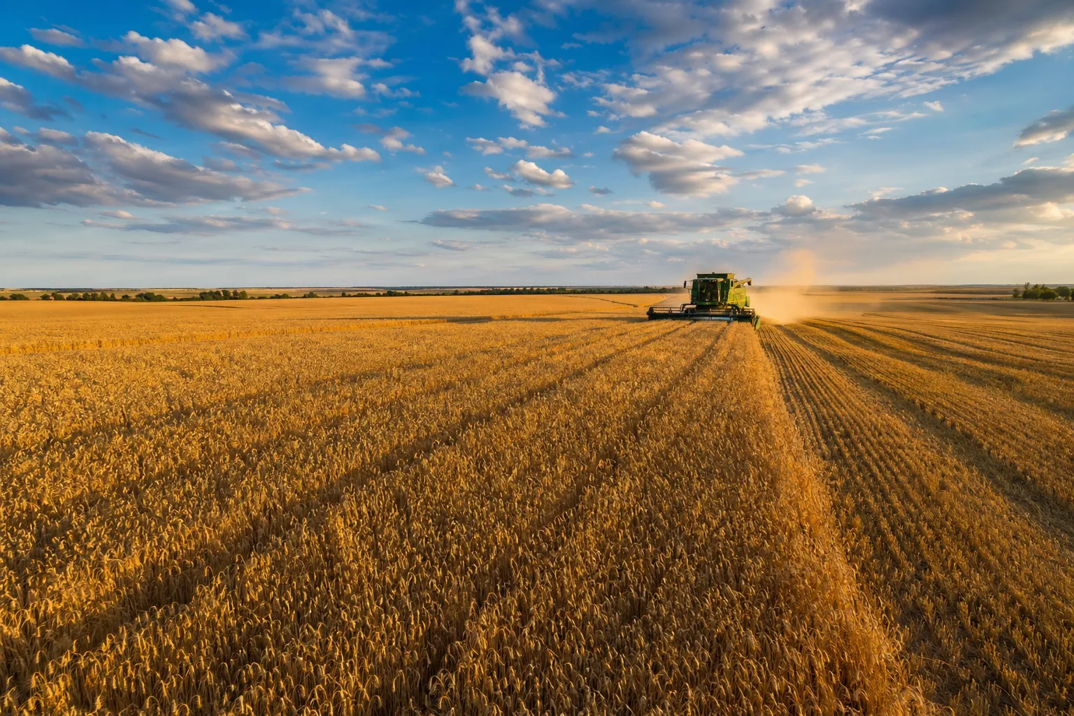 Goldenes Weizenfeld bei der Ernte – Symbol für Agrarrohstoffe als Geldanlage