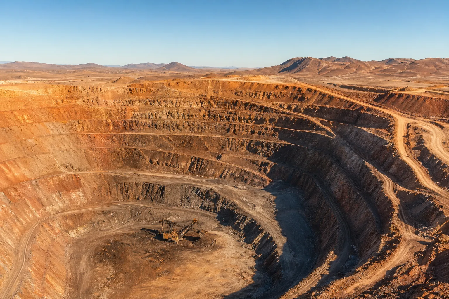 Kupfer-Tagebaumine aus der Vogelperspektive – Symbol für Rohstoffaktien und Mining-Investments